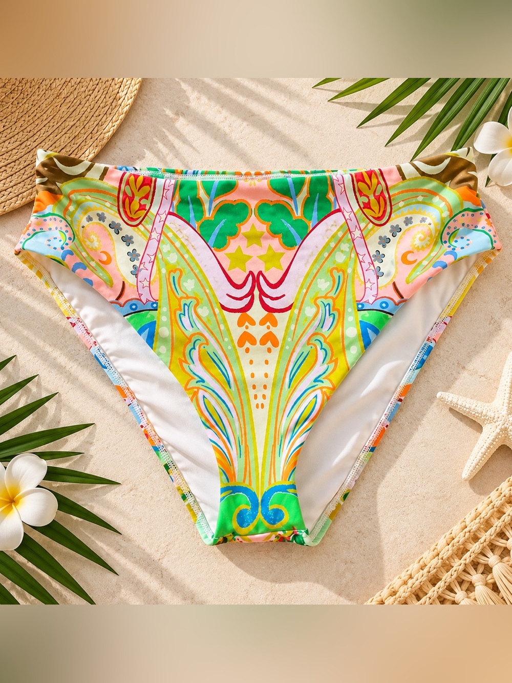 NWT Antonio Melani Women's Size Large Multicolor Paisley Print Bikini Bottom